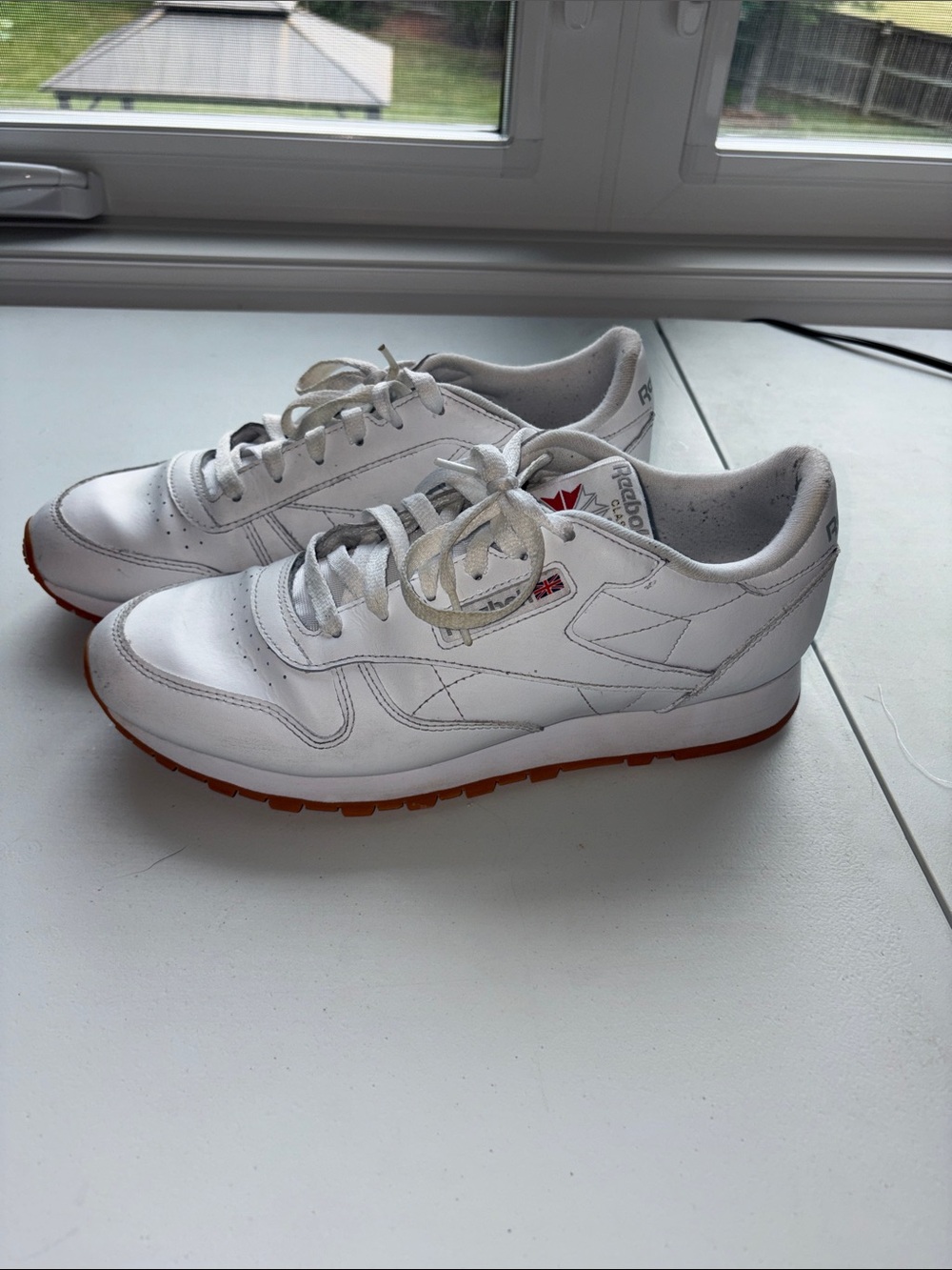 Reebok White Leather Sneakers with Gum Outsole